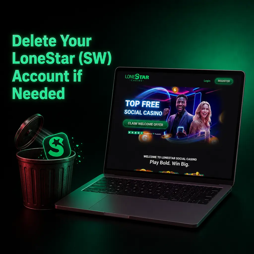 Steps to delete your LoneStar (SW) account: contact support, verify identity, redeem Sweeps Coins, and confirm closure.