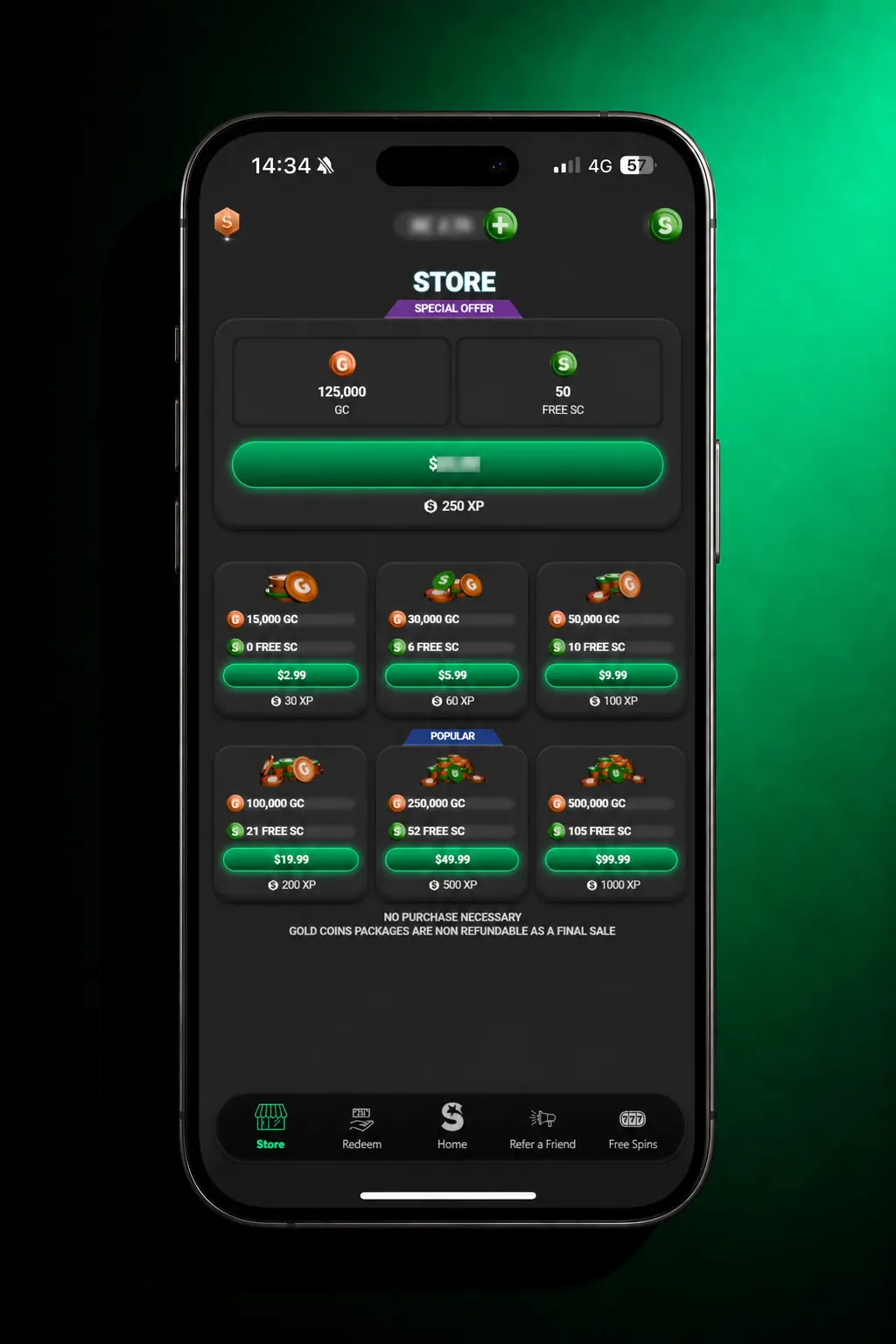 Step-by-step deposit guide screenshot for LoneStar (SW) showing Cashier and Gold Coin package selection for US players