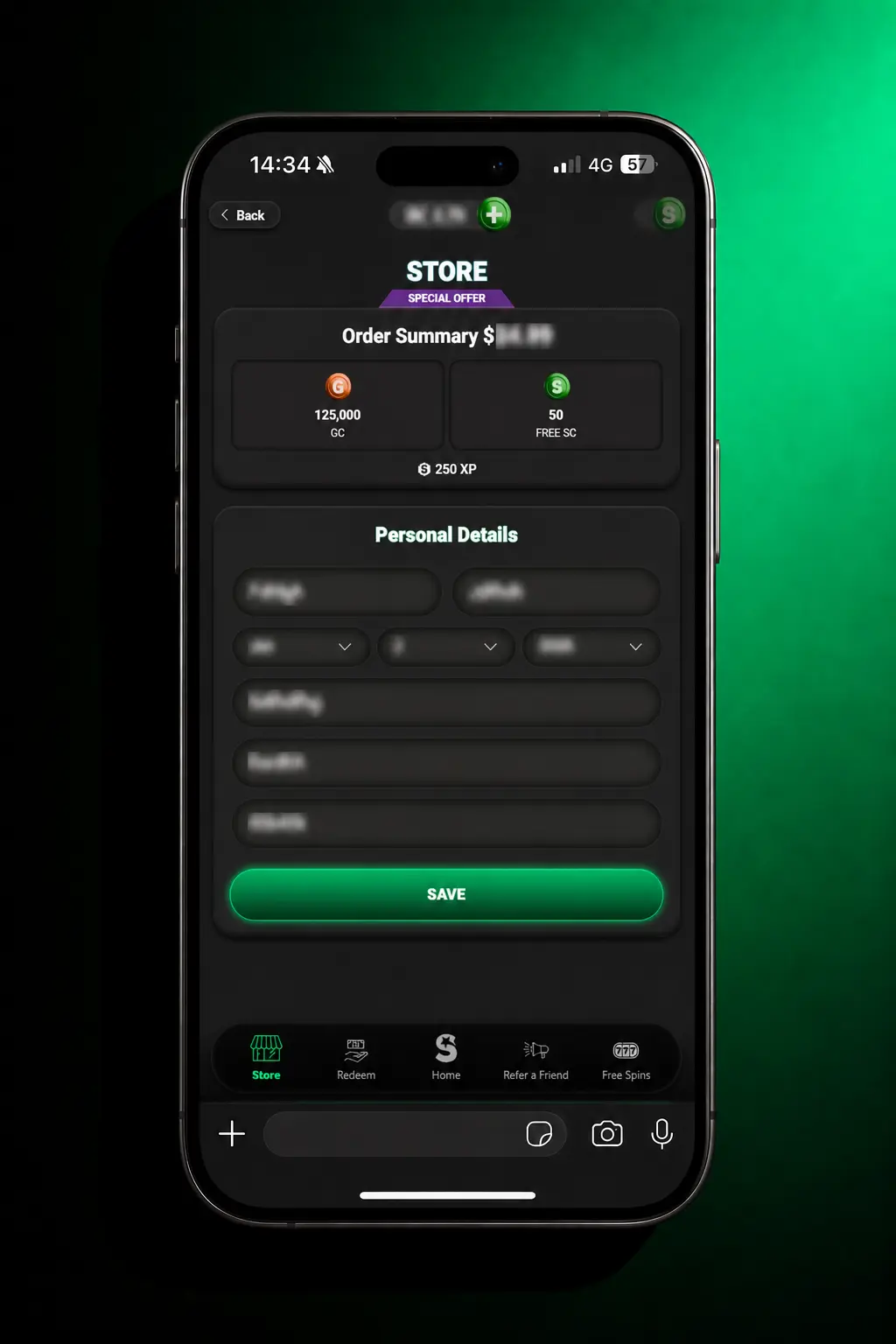 Step-by-step deposit guide screenshot for LoneStar (SW) showing Cashier and Gold Coin package selection for US players