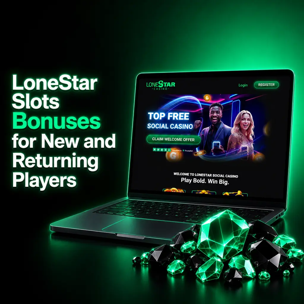 LoneStar Slots bonus offers: welcome coins for new players and daily, reload, and loyalty rewards for returning players.