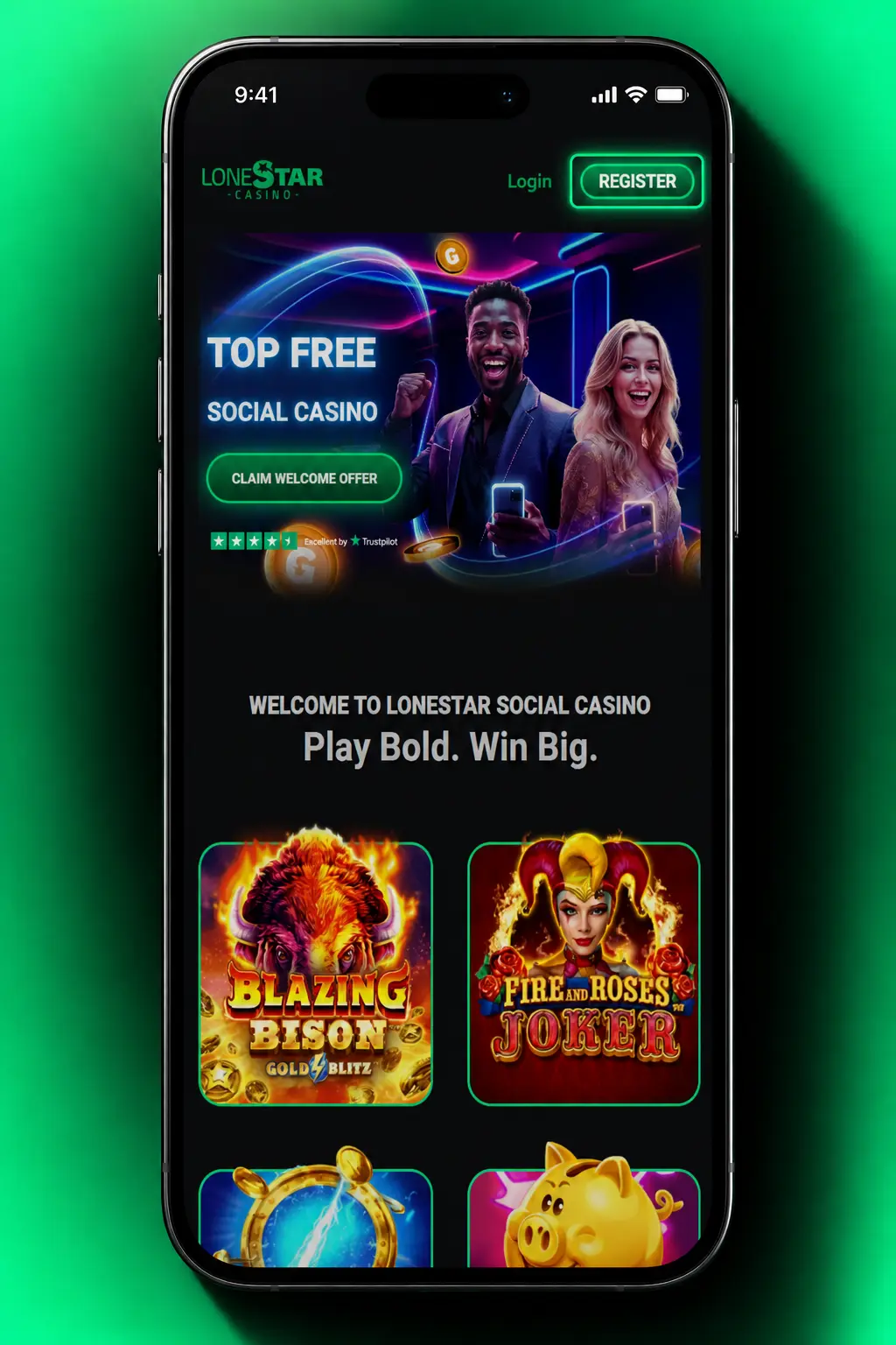 LoneStar (SW) sign up form showing 5-step registration process to claim the welcome bonus