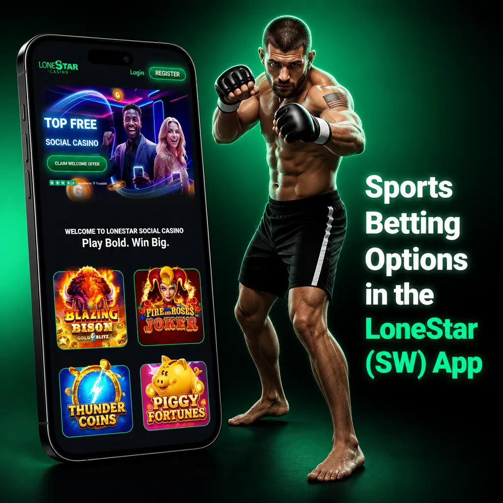 Sports betting options in the LoneStar (SW) app, covering NFL, NBA, MLB, NHL, UFC, tennis, soccer, and esports